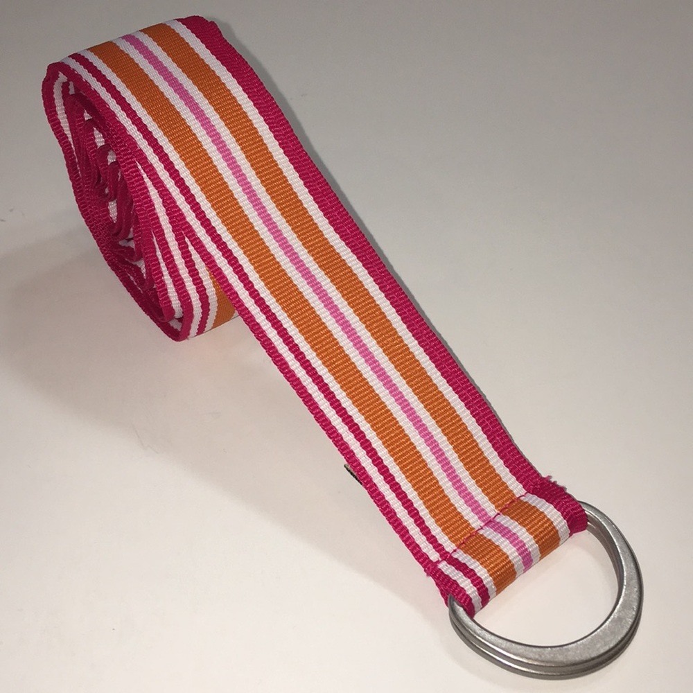 Women’s LLBean canvas belt pink orange and white